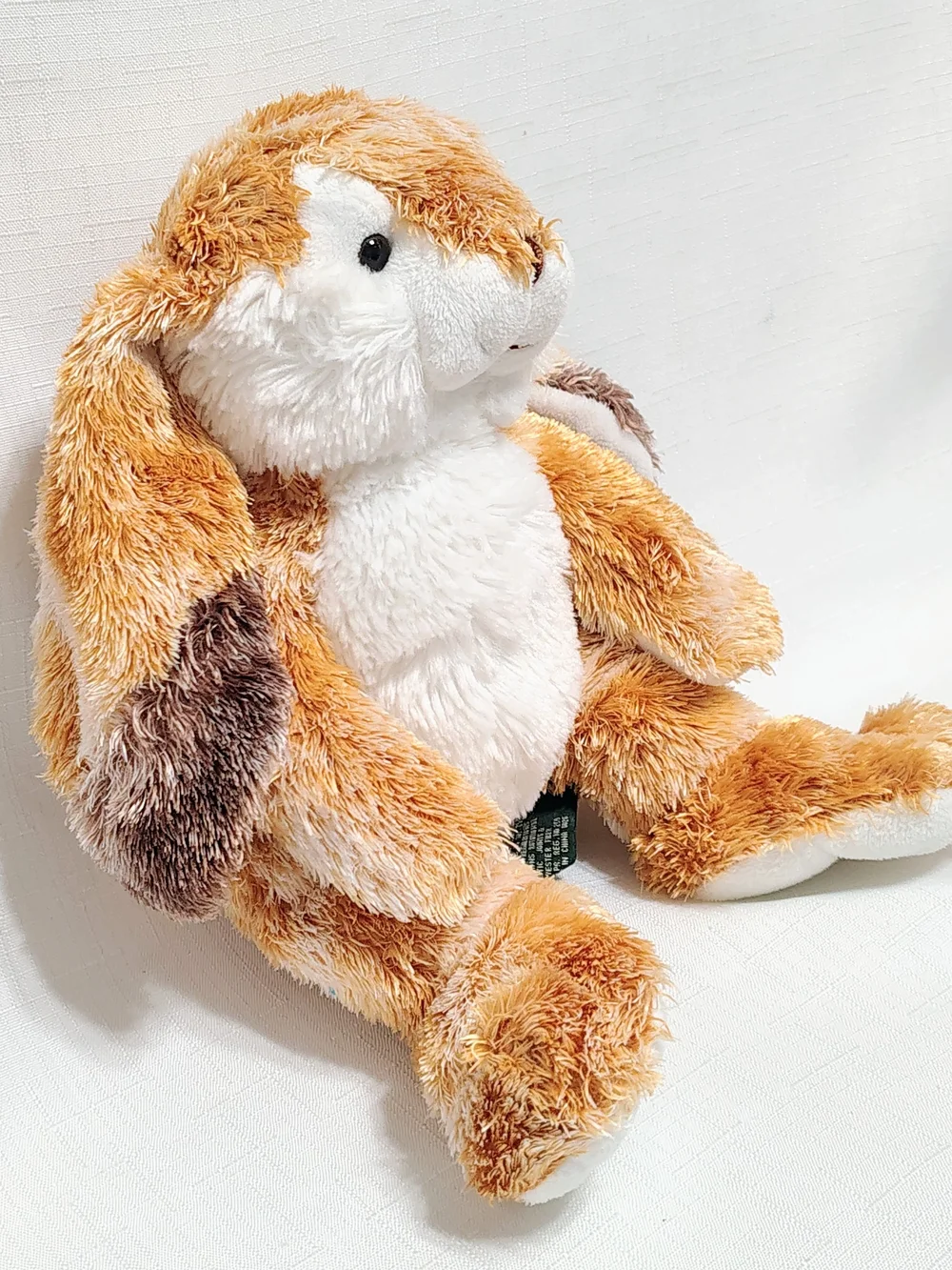 Russ Berrie WELLESLEY Bunny Rabbit Plush Floppy Ear Silky Shimmer Rust  White 9
